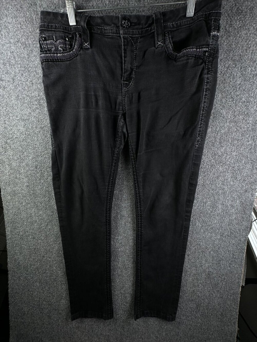 Rock Revival Women Anais Skinny Pocket Flaps Black Denim Jeans Size 31 Urban